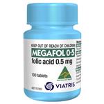Megafol 0.5mg Folic Acid Tablets 100
