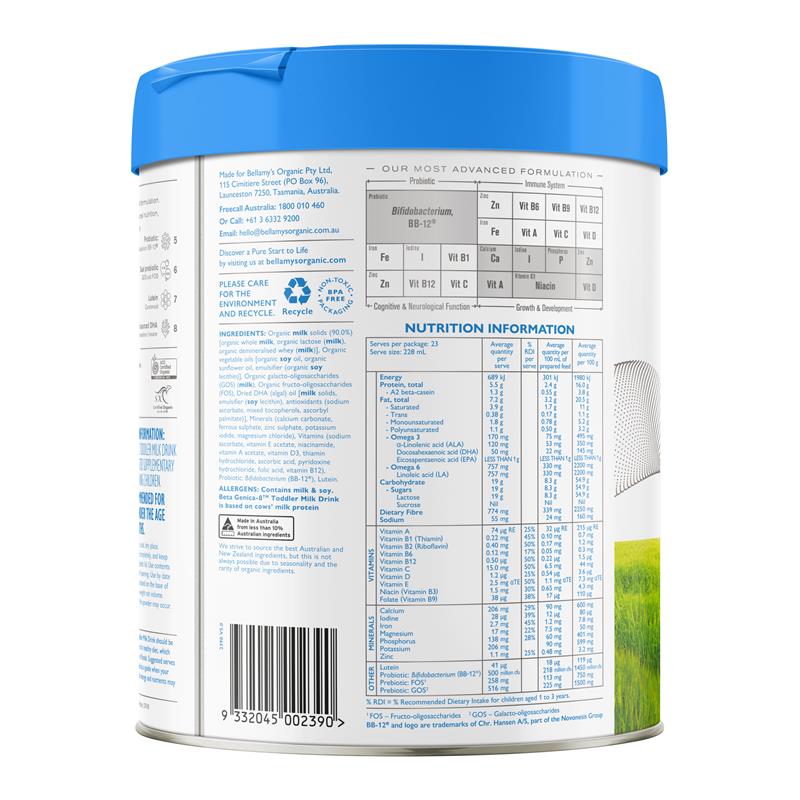 Buy Bellamy's Beta Genica-8 Step 3 Toddler Milk Drink 800g online