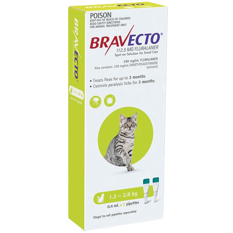 Buy Bravecto Cat Spot On 1.22.8Kg 2 Pack Online at Chemist Warehouse®