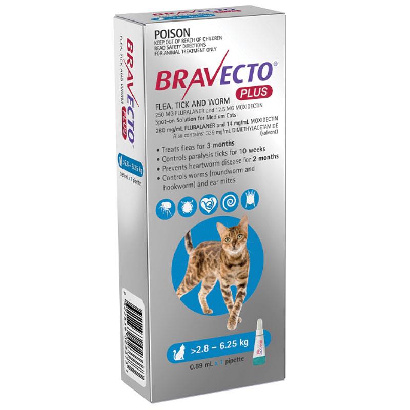 Buy Bravecto Plus Cat 2.86.25Kg 1 Pack Online at Chemist Warehouse®