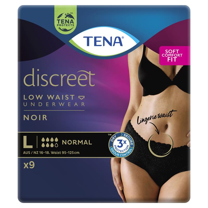 Buy Tena Pant Womens Discreet Black Large 9 Pack Online at Chemist  Warehouse®