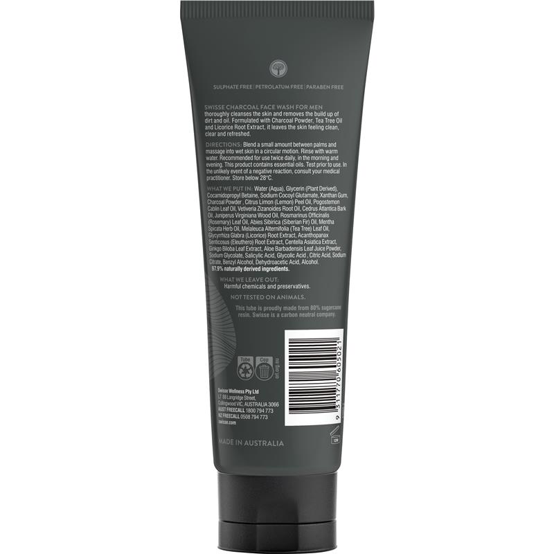 Buy Swisse Charcoal Face Wash For Men 120ml Online at Chemist Warehouse®