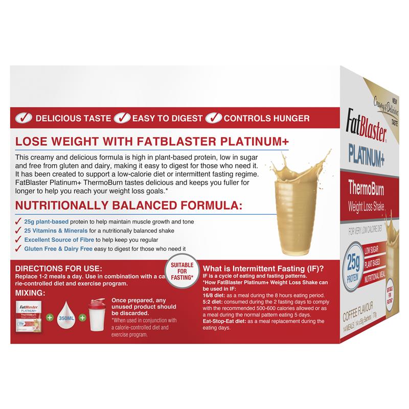 Buy Naturopathica Fatblaster Platinum + Thermoburn Weight Loss Shake Coffee 14 x 55g Sachet