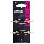 Capelli Ladies Hair Pins Pearl Ended Gold 2 Pack