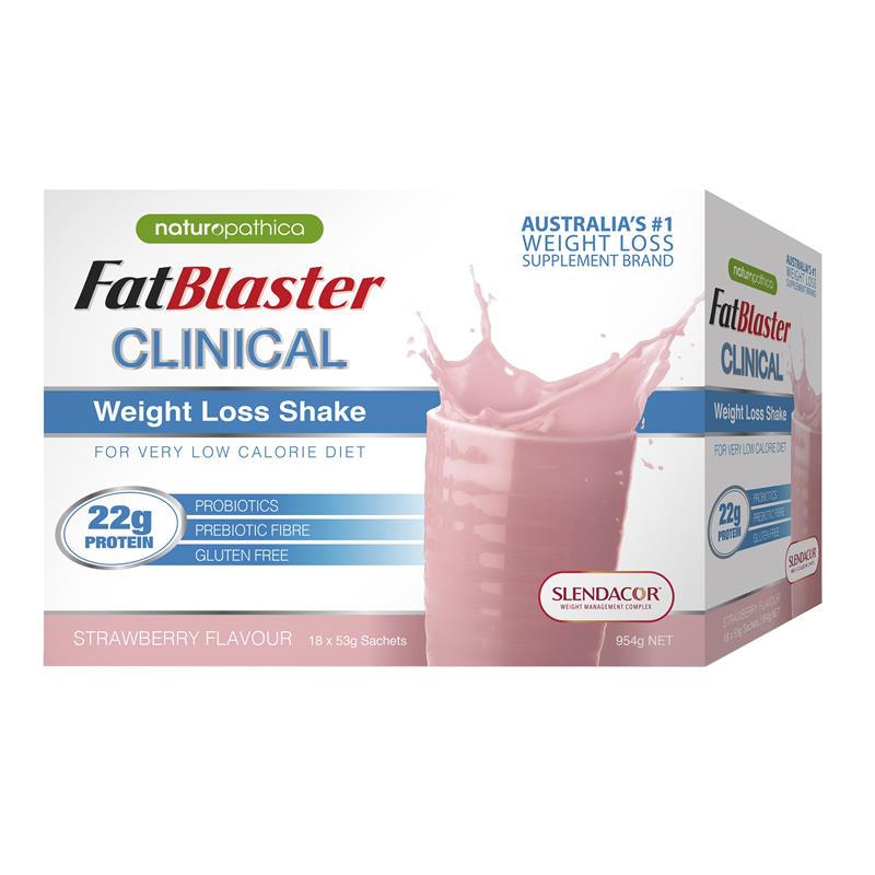Buy Naturopathica Fatblaster Clinical Weight Loss Shake Strawberry 18 x