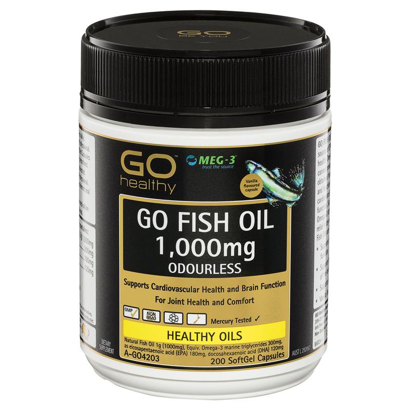 Buy GO Healthy Fish Oil 1000mg Odourless 200 Capsules Online at Chemist