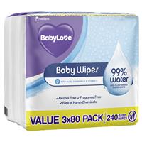 Babylove Water Wipes (80 X 3) 240 Pack