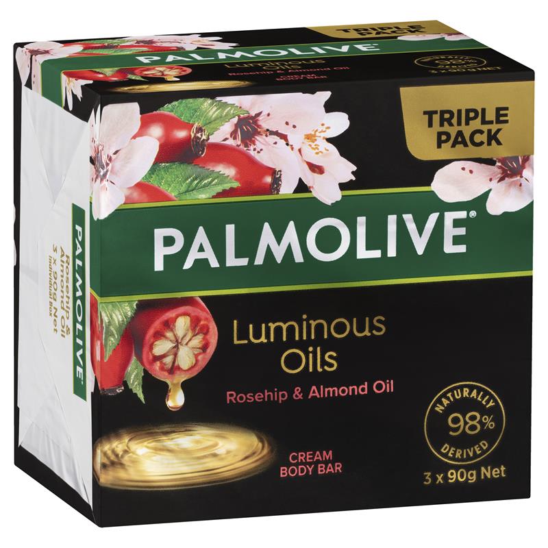 Buy Palmolive Luminous Oils Rosehip & Almond Oil Cream Body Bar 3 x 90g