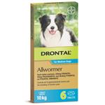 Drontal for Medium Dogs 10kg Allwormer 6 Tablets