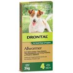 Drontal for Small Dogs & Puppies 3kg Allwormer 4 Tablets