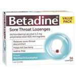Betadine Sore Throat Menthol and Eucalyptus 36 Lozenges