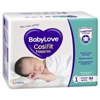 Buy BabyLove Cosifit Newborn Nappies Size 1 (Up To 5kg) 84 Pack Online ...