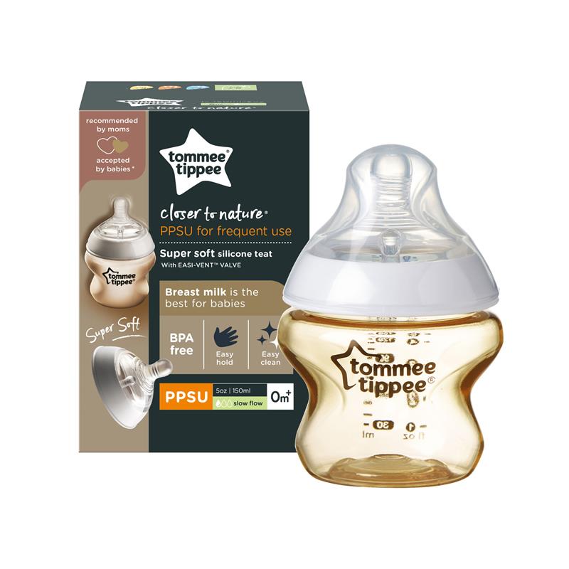 Buy Tommee Tippee Closer to Nature PPSU Baby Bottle, Slow Flow Super Soft  Breast-Like Teat with Anti-Colic Valve, BPA-Free, 150ml, Slow Flow Teat,  Pack of 1 Online at Chemist Warehouse®