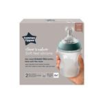 Tommee Tippee Closer to Nature Soft Feel Silicone Baby Bottles, Slow Flow Breast-Like Teat with Anti-Colic Valve, Stain and Odour Resistant, 260ml, Pack of 2