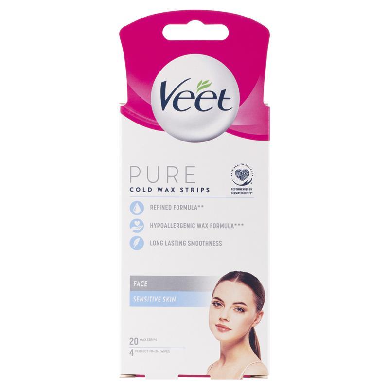 Buy Veet Pure Cold Wax Strips Face 20 Pack Online at Chemist Warehouse®