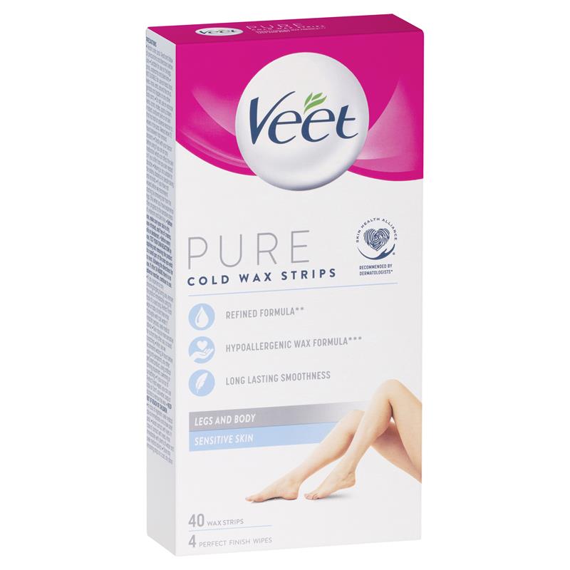 Buy Veet Pure Cold Wax Strips Leg 40 Pack Online at Chemist Warehouse®