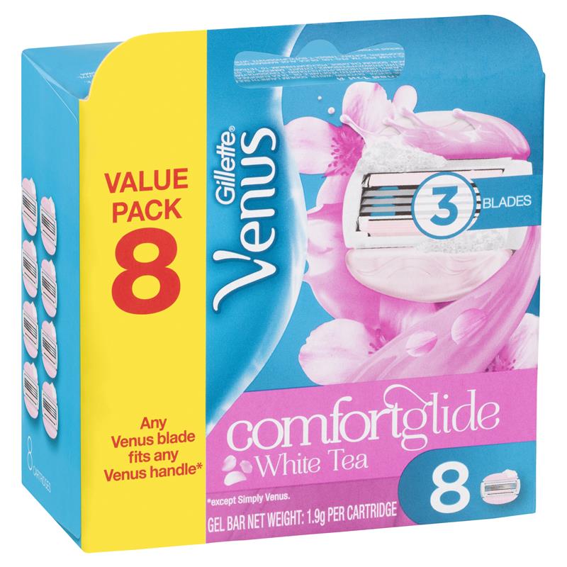 Buy Gillette Venus Comfort Glide White Tea Cartridges 8 Pack Online at ...