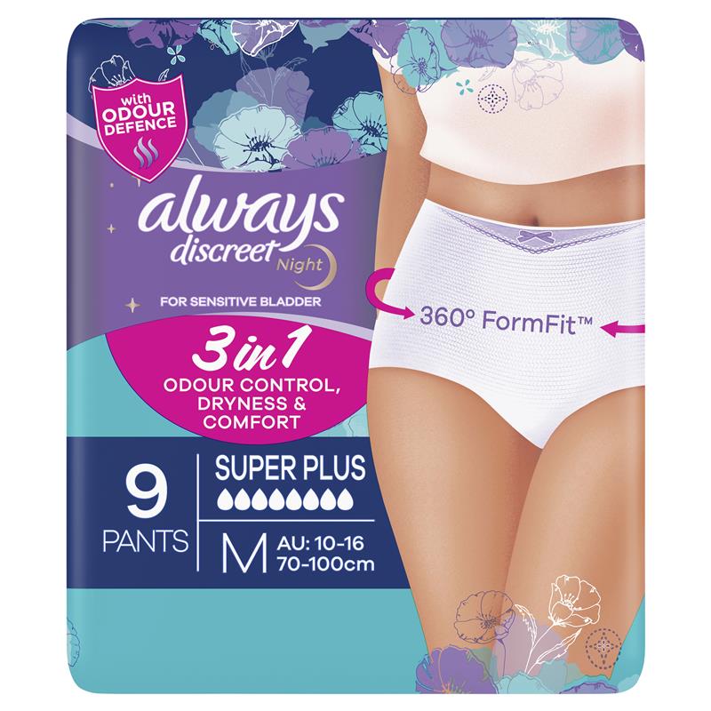 Buy Always Discreet Night Underwear Medium Pants 9 Pack Online at