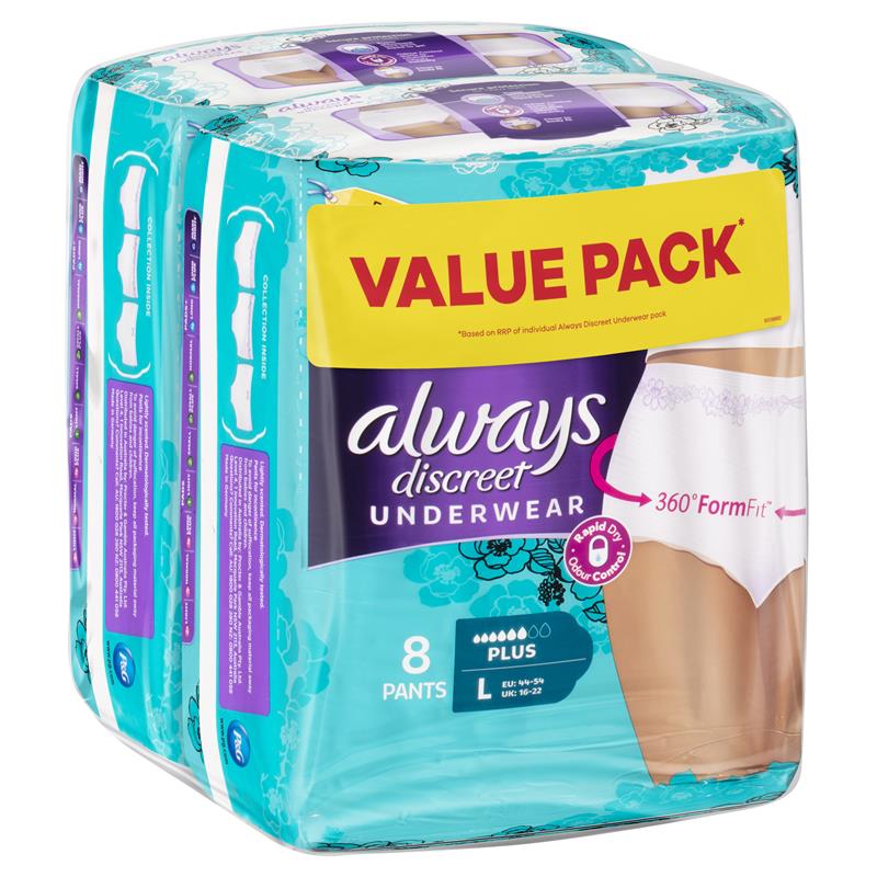 Buy Always Discreet Pants 6 Drop Large 16 Value Pack Online at Chemist