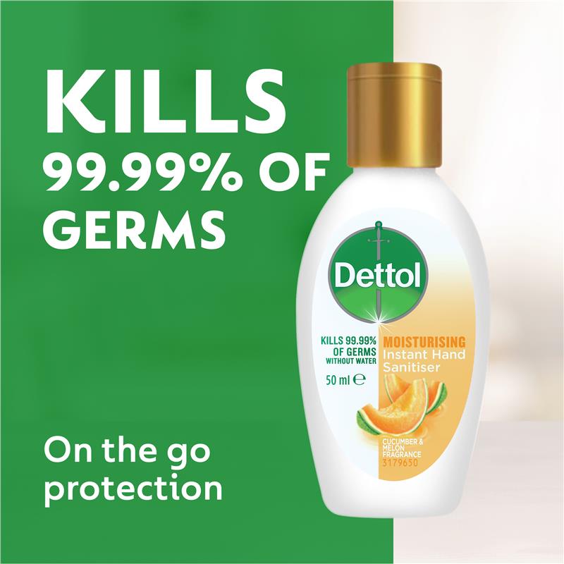 Buy Dettol Cucumber & Melon Moisturising Instant Hand Sanitiser 50ml
