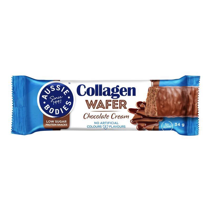 Buy Aussie Bodies Collagen Wafer Protein Bar Chocolate 34g Online at Chemist Warehouse®