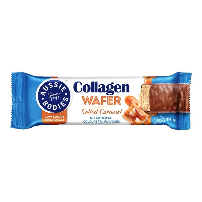 Buy Aussie Bodies Collagen Wafer Protein Bar Salted Caramel 34g Online
