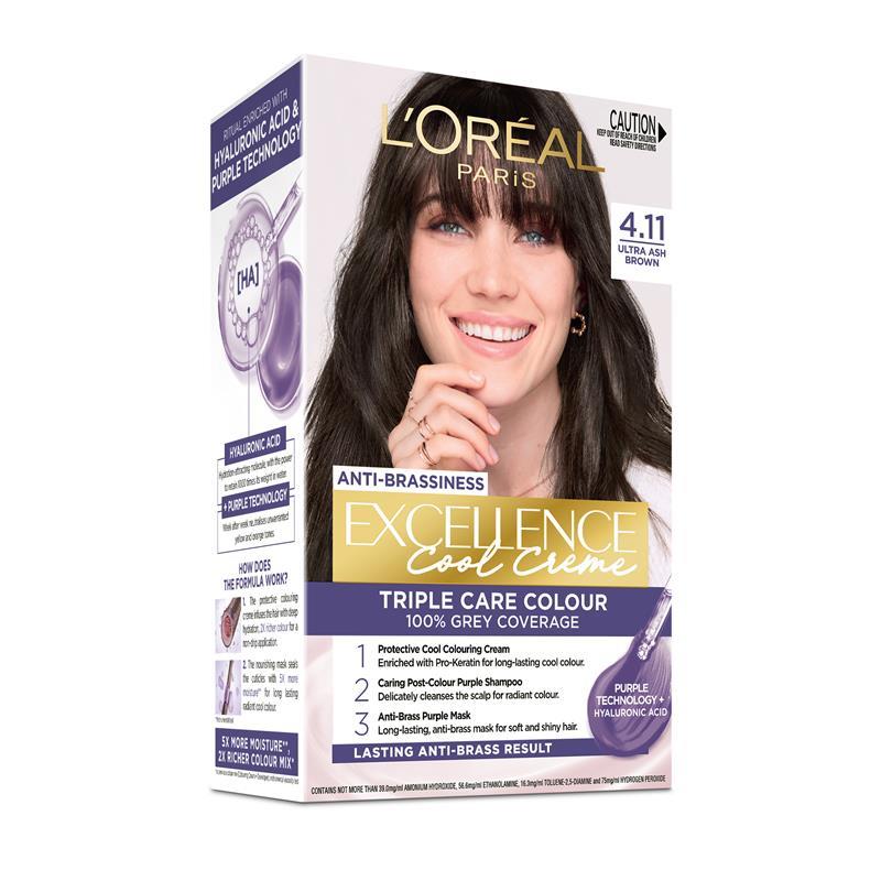 L'Oreal Paris Excellence Cool Creme Permanent Hair Colour 4.11 Ultra Ash Brown