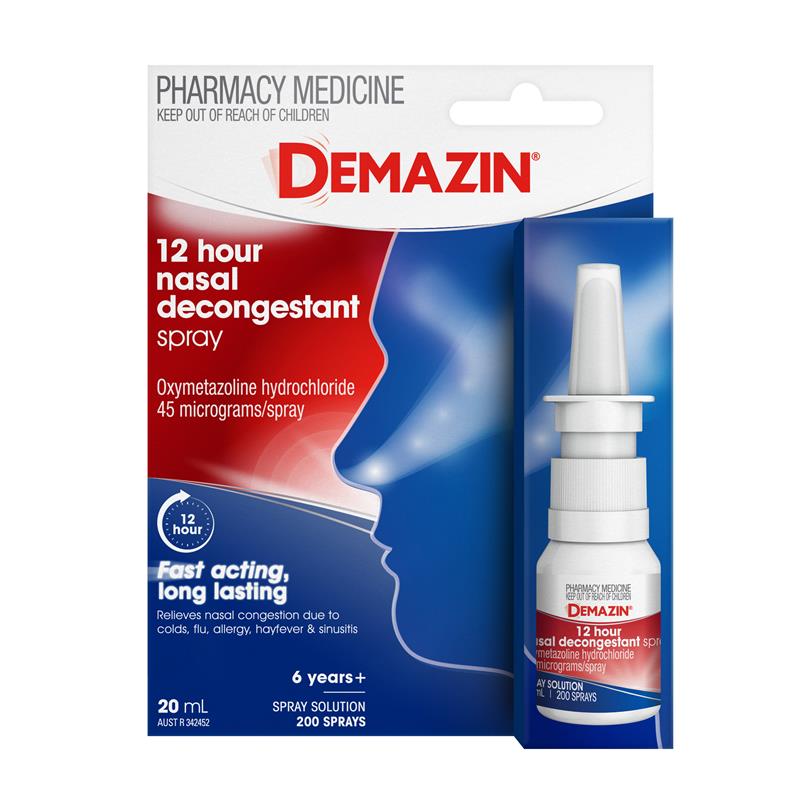 Buy Demazin 12 Hour Relief Nasal Decongestant Spray 20ml Online at Chemist  Warehouse®