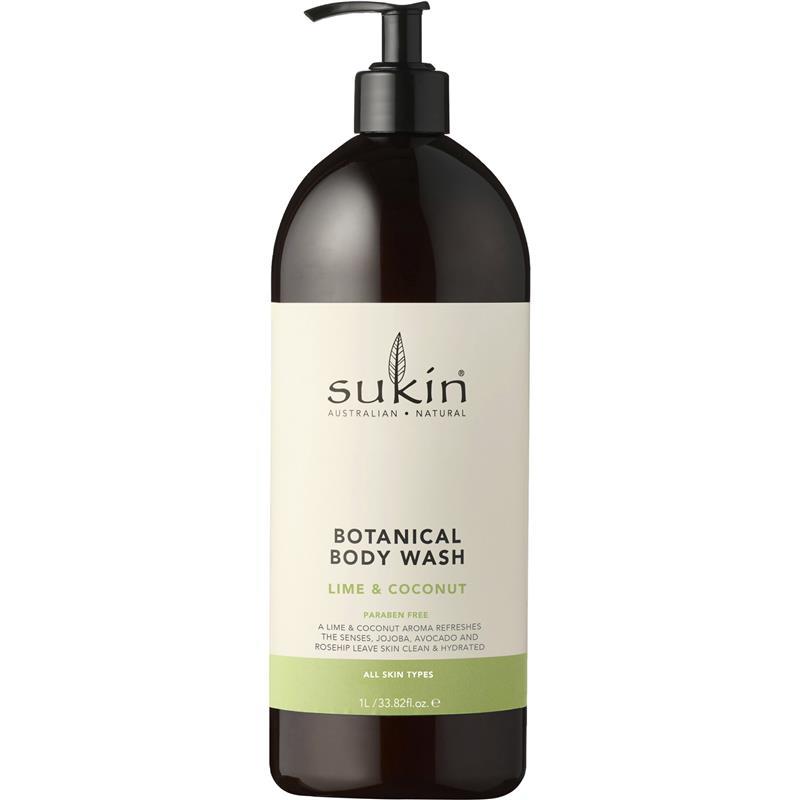 Sukin Botanical Body Wash Lime & Coconut 1 Litre Pump