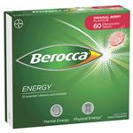 Berocca Energy Vitamin B & C Original Berry Flavour Effervescent Tablets 60 Pack Exclusive Size 