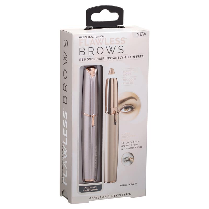 Finishing Touch Flawless Women's Painless Hair Remover , White/Rose Gold  with Finishing Touch Flawless Brows Eyebrow Pencil Hair Remover and  Trimmer, Purple