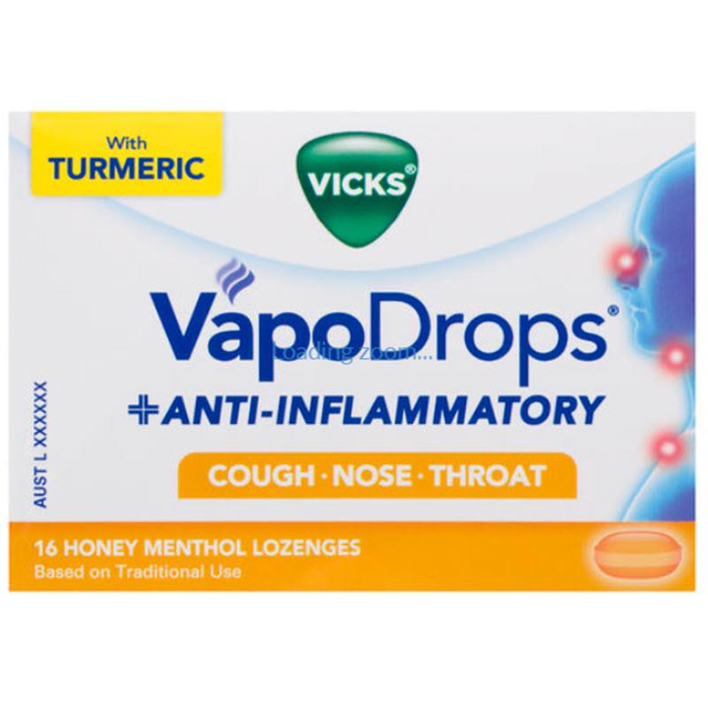 Buy Vicks VapoDrops + Anti-Inflammatory Honey Menthol 16 Lozenges ...