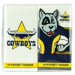 NRL Mascot Pocket Tissues Cowboys 4 Pack