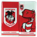 NRL Mascot Pocket Tissues Dragons 4 Pack