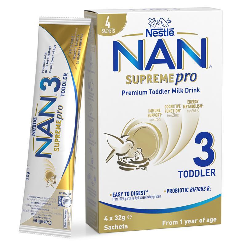 Buy NAN SUPREMEpro 3 Premium Toddler 1+ Years Milk Drink Powder Sachets 4 x  32g Online at Chemist Warehouse®