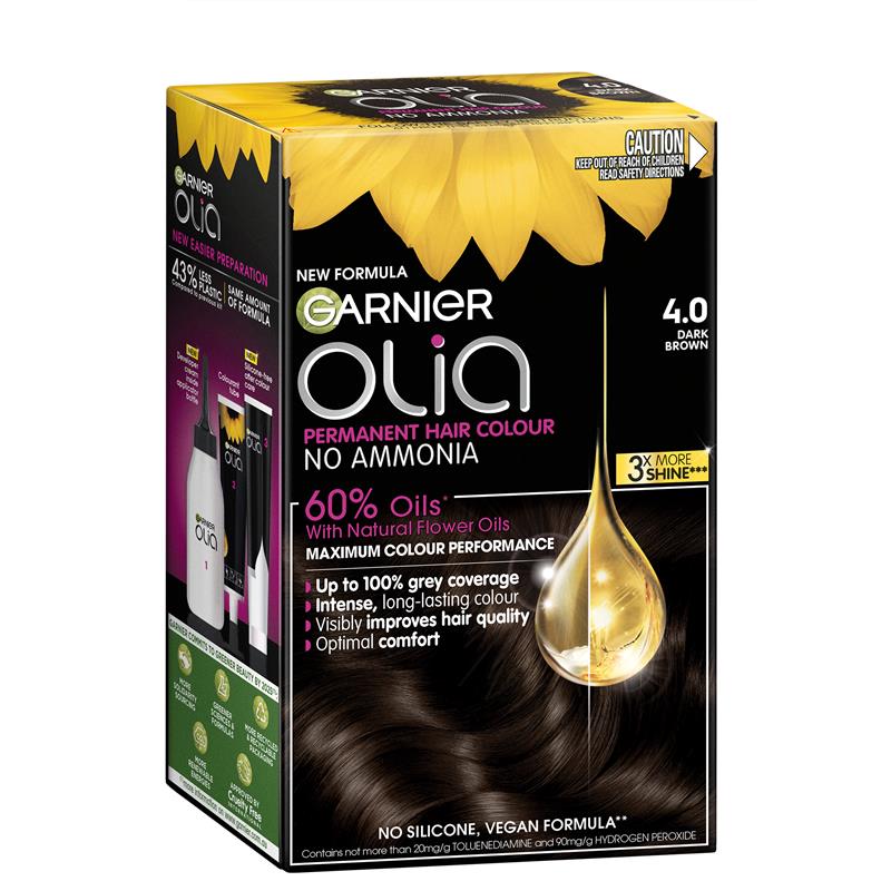 Buy Garnier Olia  Dark Brown Permanent Hair Colour No Ammonia 60% Oils  Online at Chemist Warehouse®