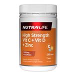 Nutra-Life High Strength Vitamin C + Vitamin D + Zinc 120 Tablets