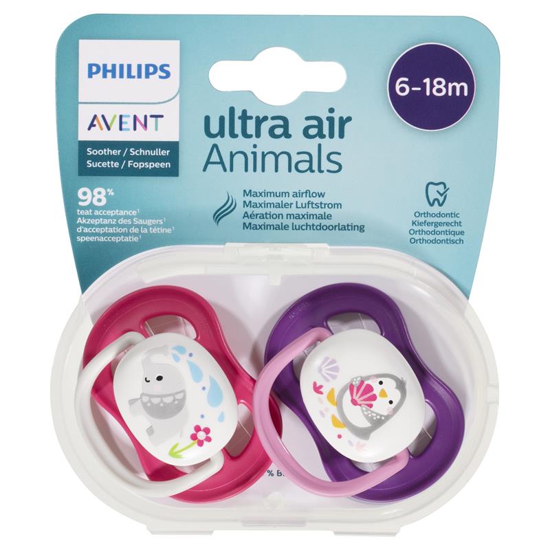 Lot of 2 Philips Avent Ultra Air Orthodontic Pacifiers 6-18 Months