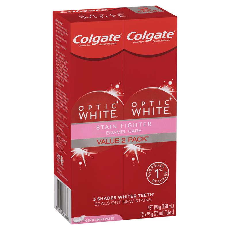 Buy Colgate Toothpaste Optic White Enamel Care Twin Pack 95g Online at  Chemist Warehouse®