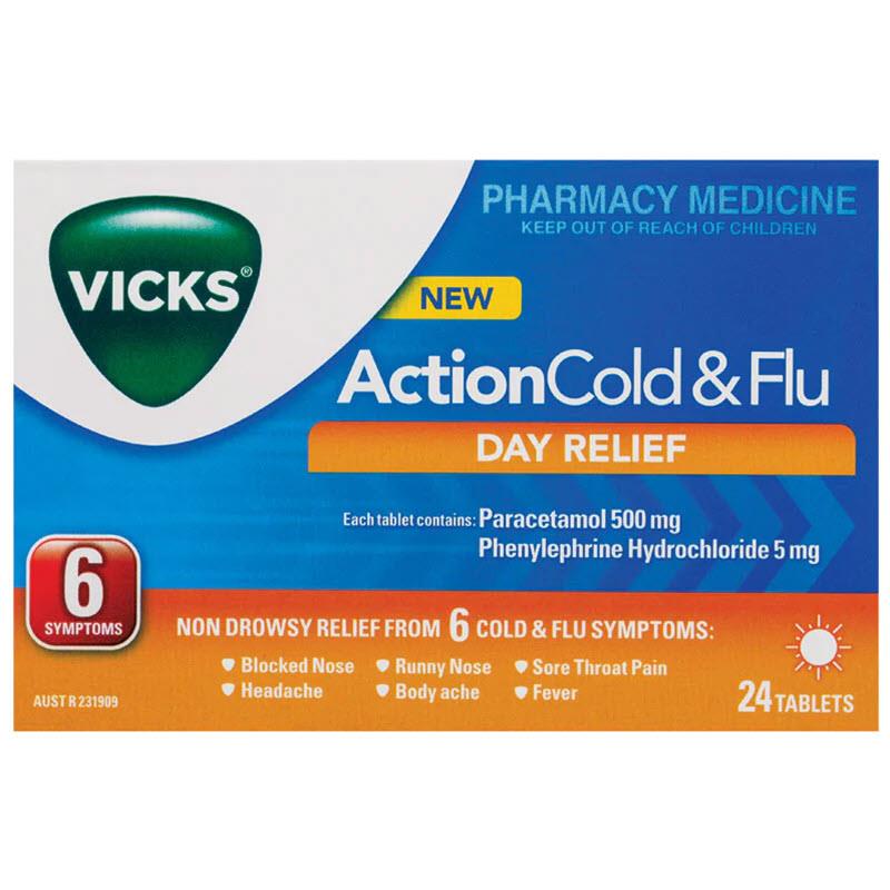 Buy Vicks Action Cold and Flu Day Relief 24 Pack Online at Chemist