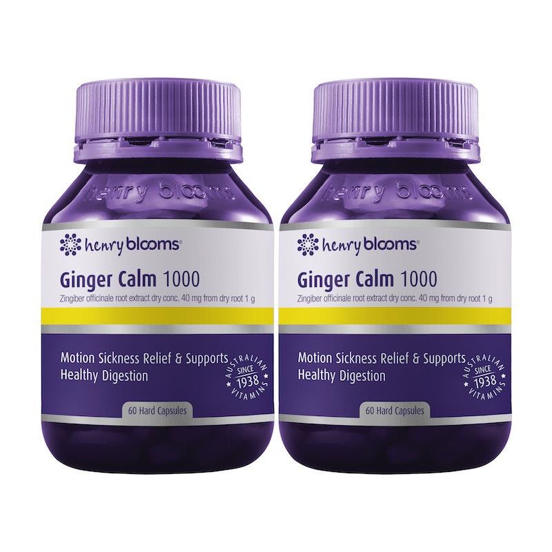 Henry Blooms Ginger Calm 1000 (Pack of 2 Bundle) 60 Capsules