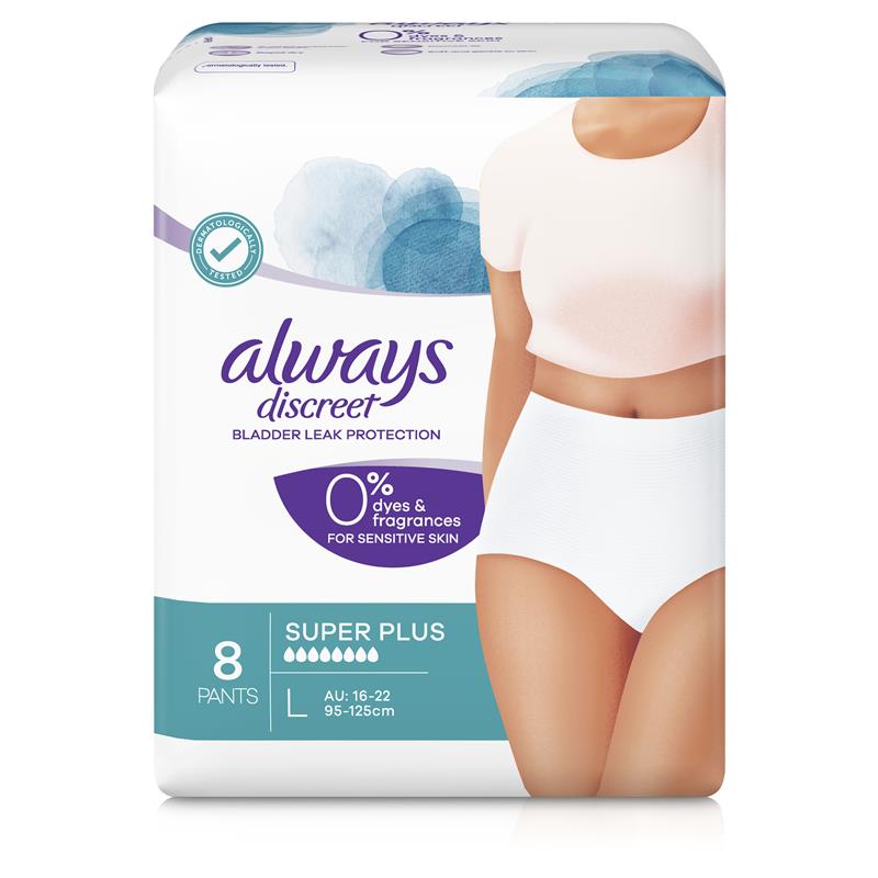 Buy Always Discreet 0% Large Pants 8 Pack Online at Chemist Warehouse®