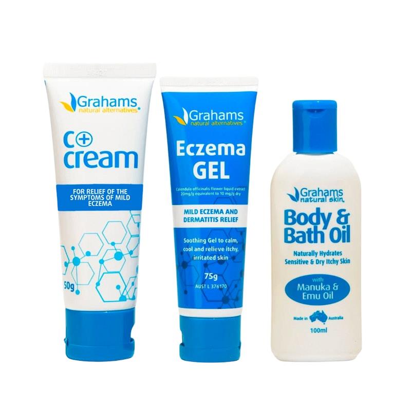Buy Grahams Natural Mild Eczema Trial C+ cream 50g/Eczema Gel 75g/ Bath