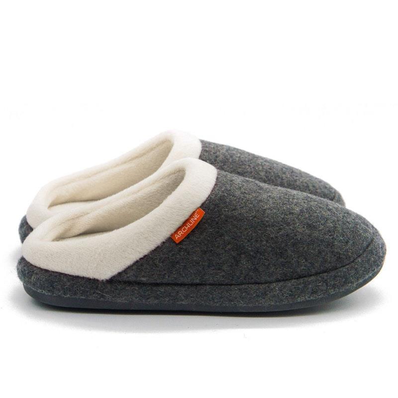 Archline Slippers Slip-On Arch Support Comfort Grey Marl Size 40