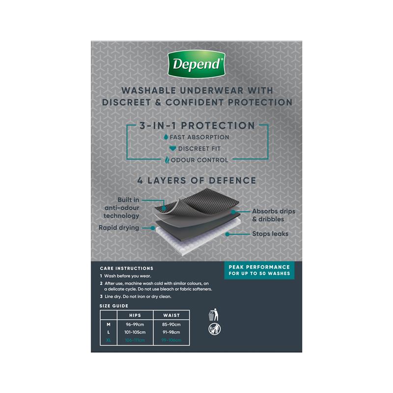 Buy Depend Men Washable Incontinence Underwear Extra Large Online