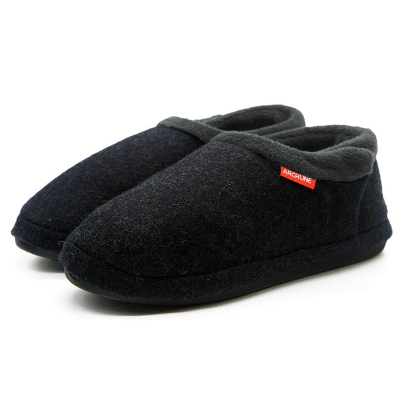 Buy Archline Slippers Closed Back Arch Support Comfort Charcoal Marl ...