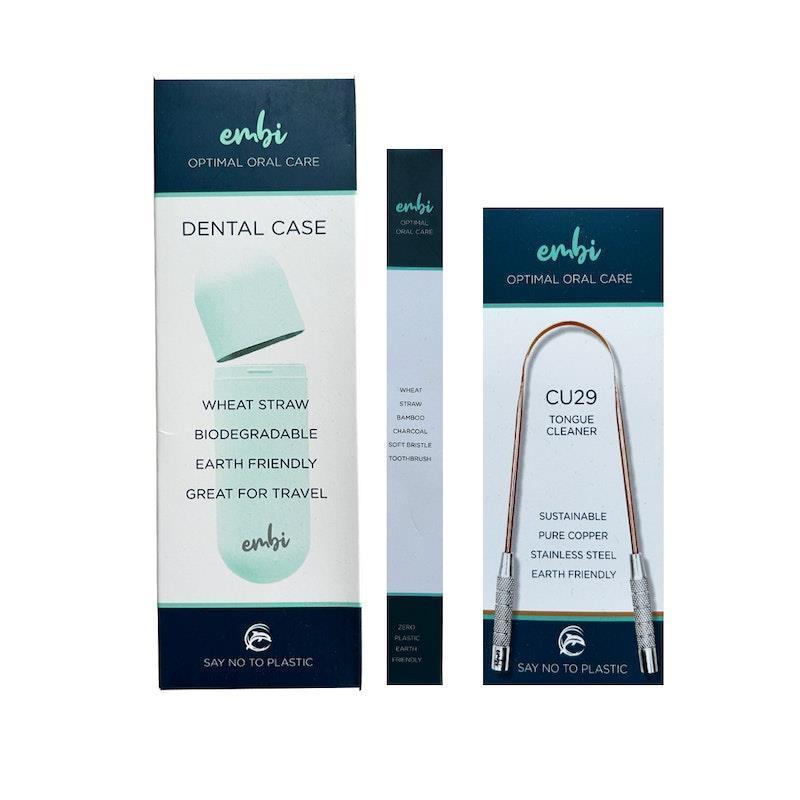 Buy embi OOC CU29 Tongue Scraper, Eco Toothbrush and Dental Case Mint