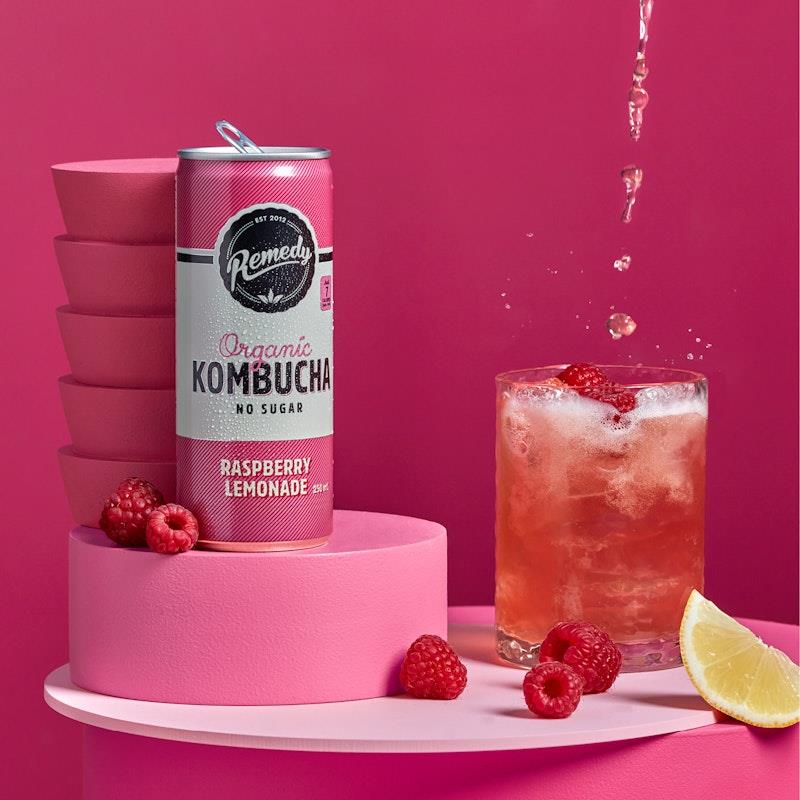 Buy Remedy Kombucha Raspberry Lemonade 24 x 250ml Pack Online at