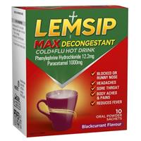 Lemsip Max Cold And Flu Relief Blackcurrant Sachets, Pack Of 10
