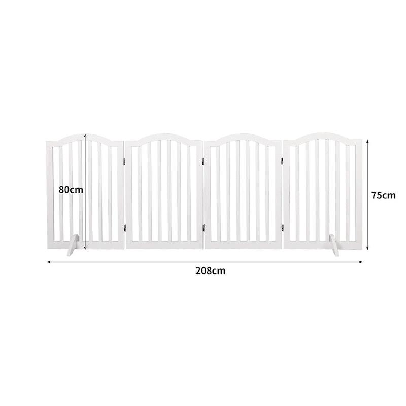 3 Panels Wooden Pet Gate Dog Fence Safety Stair Barrier Security